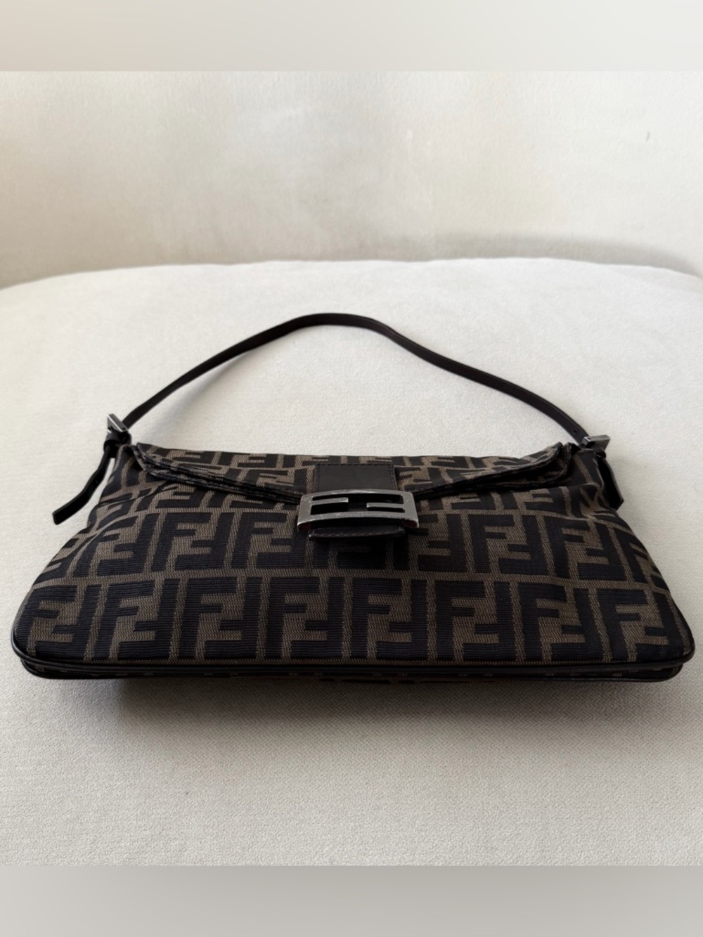 Fendi Brown Zucca Canvas Double Flap Shoulder Bag - Picture 3 of 9